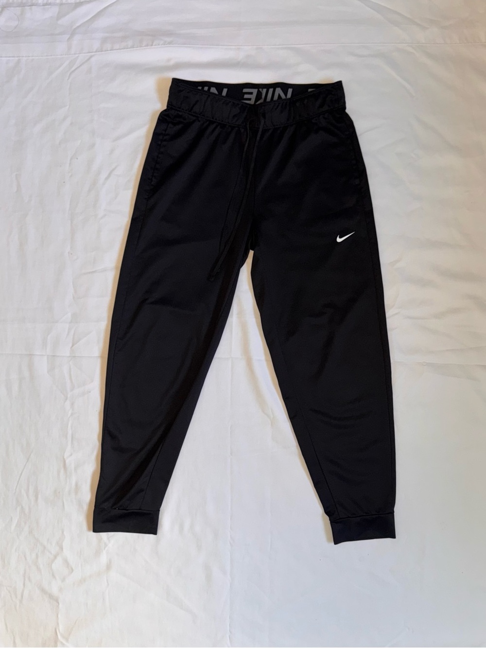 Nike Kids Black Jogger Sweatpants with White Swoosh